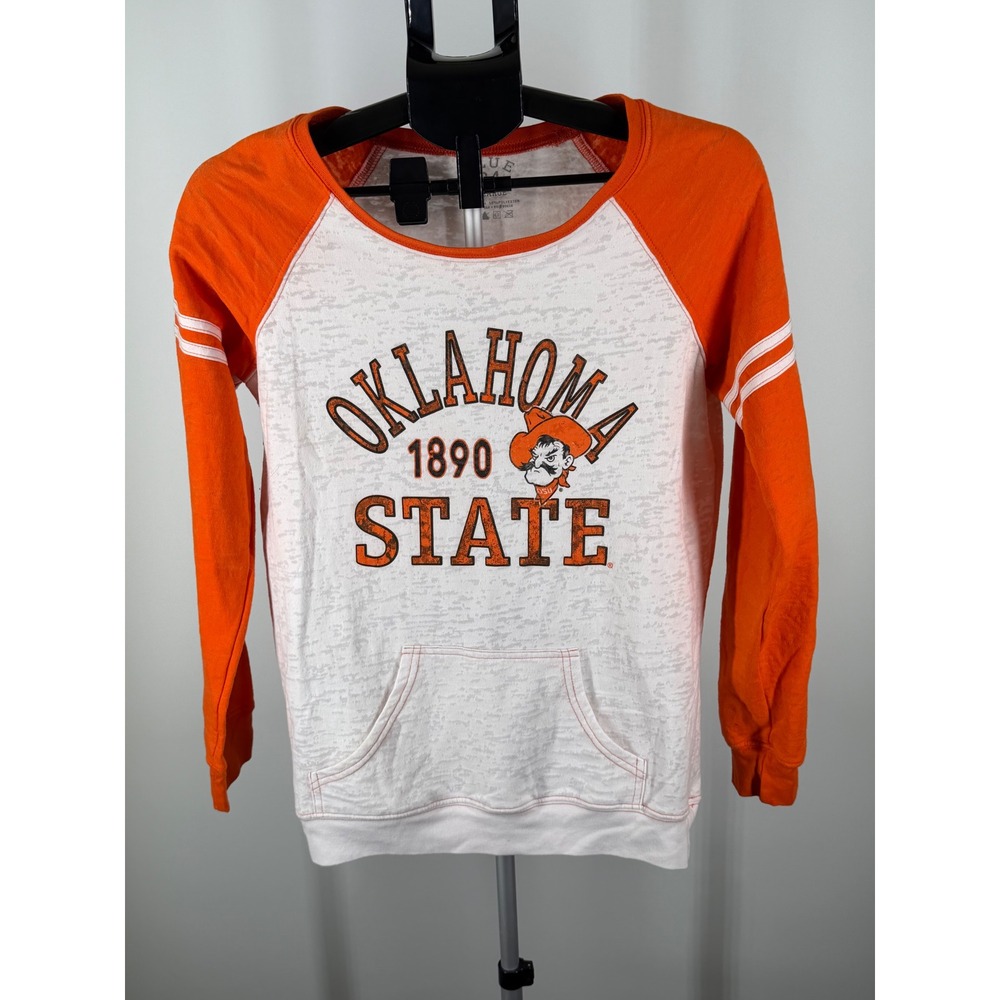 Blue 84 Oklahoma State Cowboys Burnout Raglan Sweatshirt Orange White XL